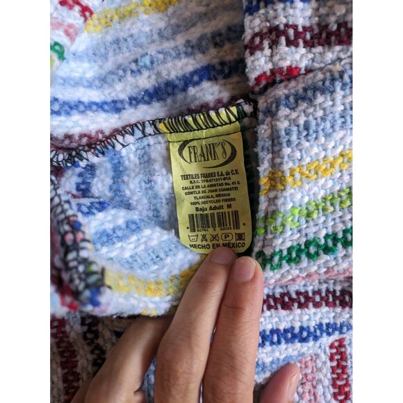 Textiles Frank's Adult Medium Baja Hoodie Made In Mexico Colorful Rainbow Woven - Picture 6 of 7